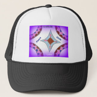 "Gratitude Peace Love Unite" Mandala Art Print Trucker Hat