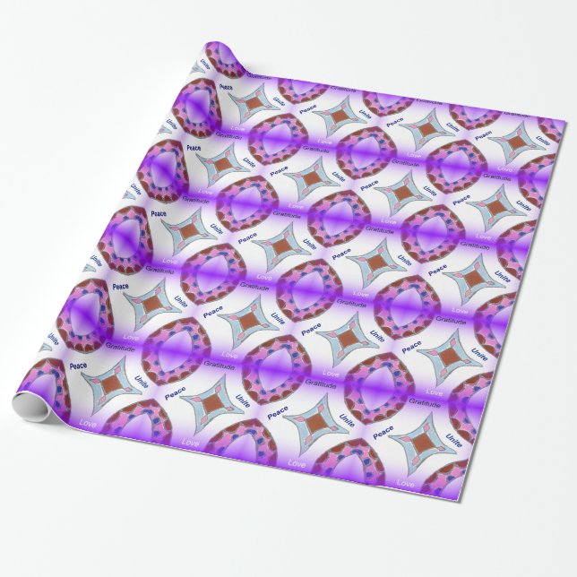 "Gratitude Peace Love Unite" Mandala Art Print Wrapping Paper (Unrolled)