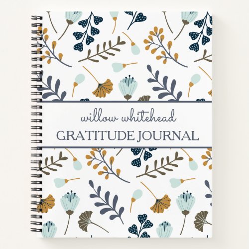 Gratitude Personalized Floral Botanical White Notebook