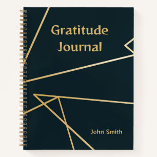 Gratitude Personalized Journal, Gray With Gold   Notebook