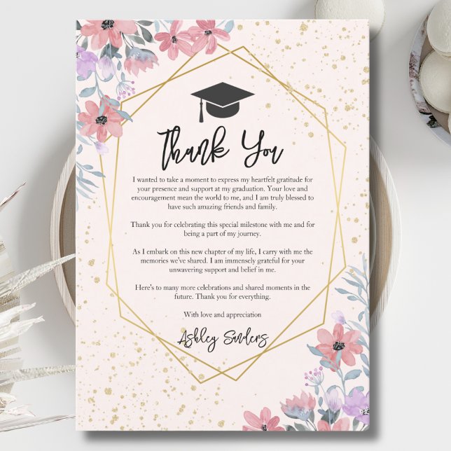 Gratitude Purple watercolor flowers with gold Invitation (Creator Uploaded)