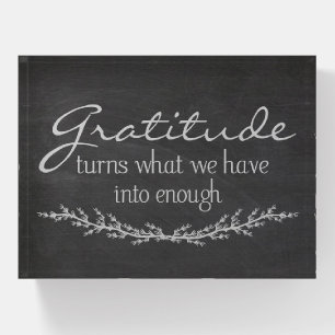 Gratitude Quote on Black Chalkboard Paperweight