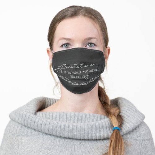 gratitude quote on chalkboard adult cloth face mask