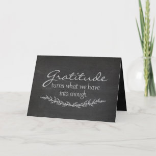 Gratitude quote on chalkboard card