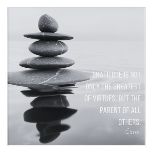 Gratitude Quote Stone Balancing Acrylic Print