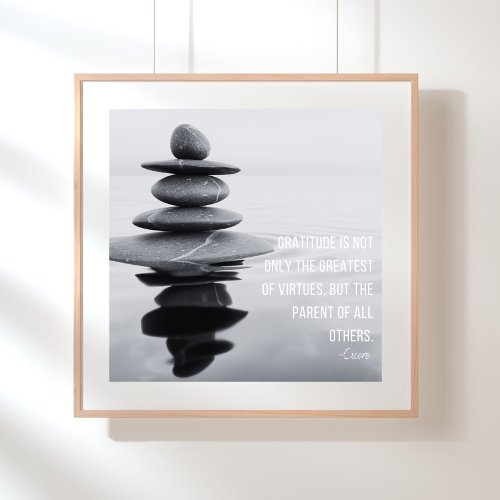 Gratitude Quote Stone Balancing Poster