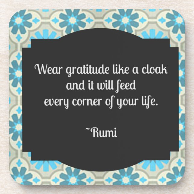 Gratitude Rumi Quote Beverage Coaster (Front)