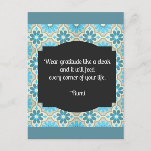 Gratitude Rumi Quote II Postcard