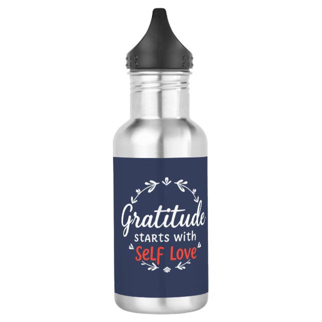  Gratitude & Self Love Customizable Stainless Steel Water Bottle (Left)