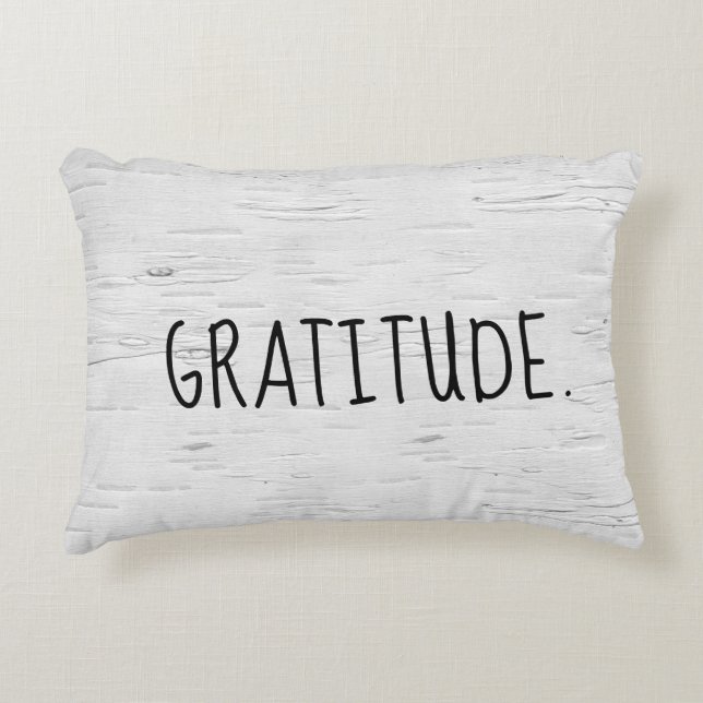GRATITUDE Text On Birch Tree  Accent Pillow (Front)