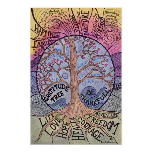 Gratitude Tree Glossy Poster Print