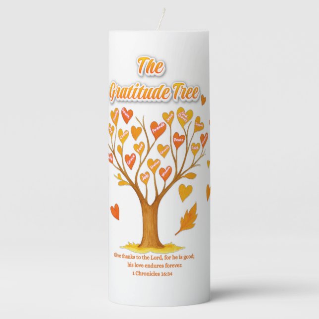 'Gratitude Tree' Pillar Candle (Front)