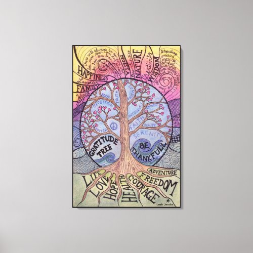 Gratitude Tree Premium Stretched Canvas Print