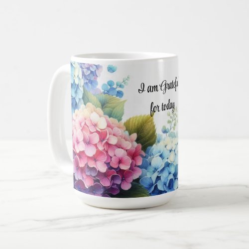 Gratitude Watercolor Hydrangeas Coffee Mug