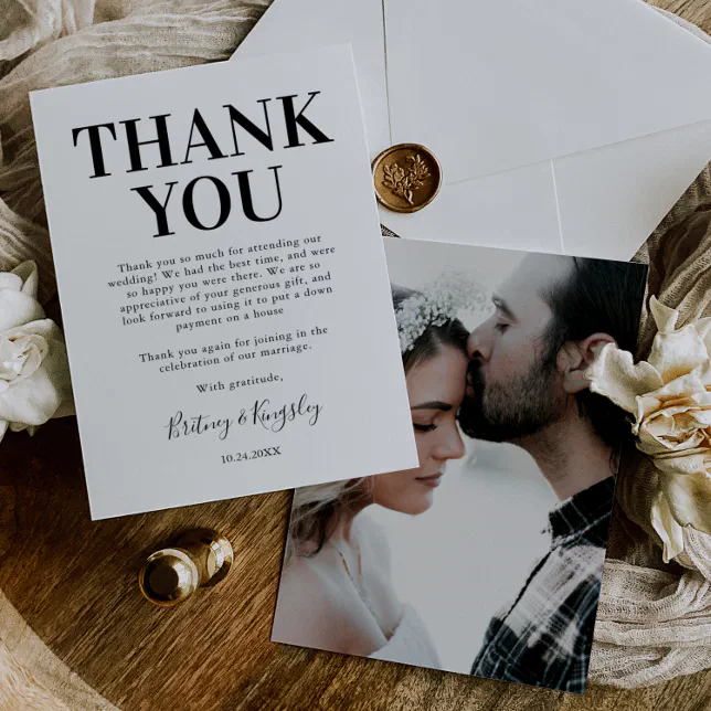 Gratitude Wedding Photo Thank You Card | Zazzle