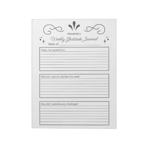 Gratitude Weekly Page Notepad