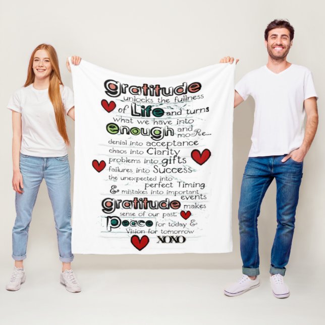 Gratitude / Wisdom on Life / Typography Design Fleece Blanket (In Situ)