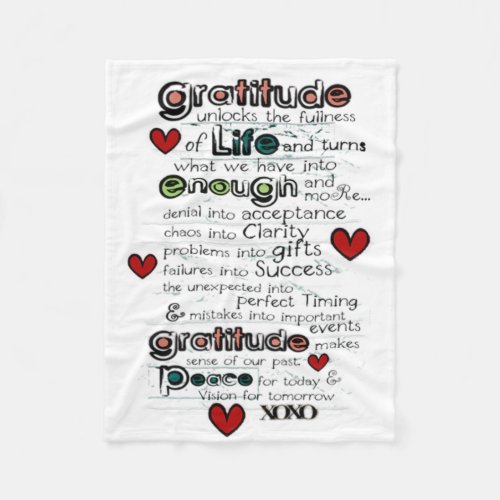 Gratitude  Wisdom on Life  Typography Design Fleece Blanket