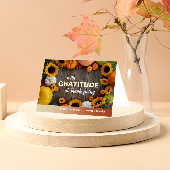 Gratitude with Sunflowers and Pumpkins Foil Greeting Card (Creator Uploaded)