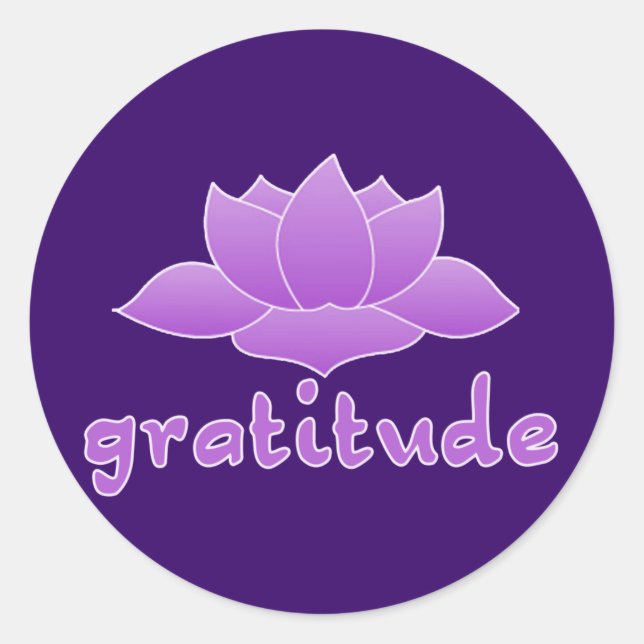 Gratitude with Violet Lotus Classic Round Sticker (Front)
