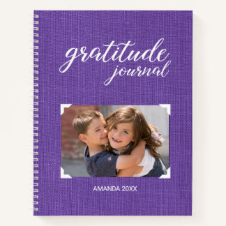 Gratitude Your Photo Name Purple Scrapbook Style Notebook