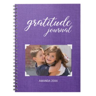 Gratitude Your Photo Name Purple Scrapbook Style Notebook