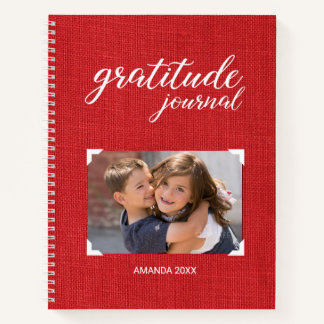 Gratitude Your Photo Name Red Scrapbook Style Notebook