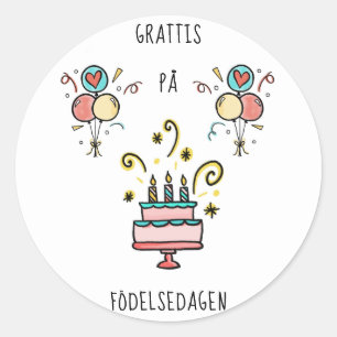 Grattis på födelsedagen Happy Birthday Classic Round Sticker