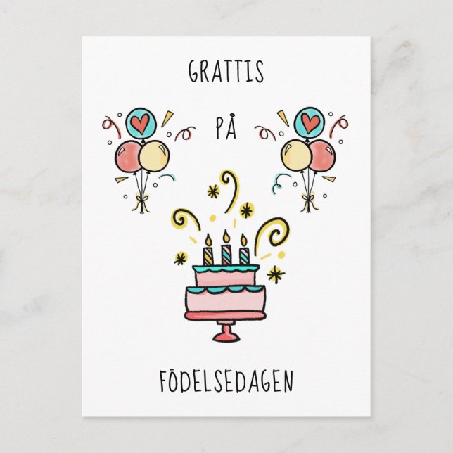 Grattis på födelsedagen | Happy Birthday Postcard (Front)