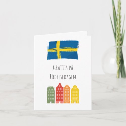 Grattis p fdelsedagen Swedish birthday  Card