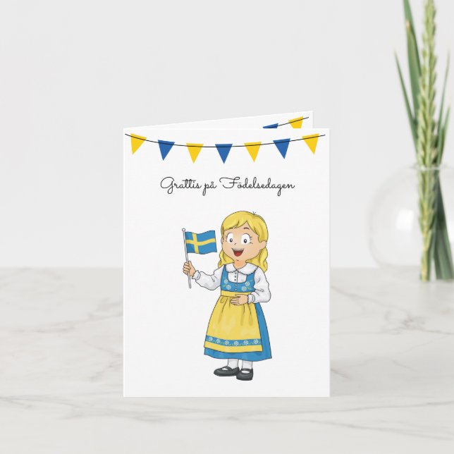 Grattis på Födelsedagen Swedish Birthday  Card (Front)