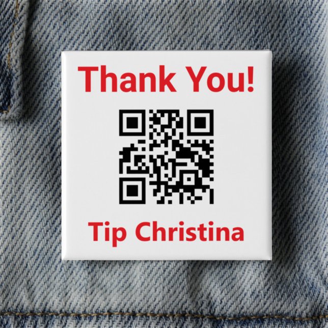 Gratuities. Request a Tip. Staff Tip QR Code on a Button (Creator Uploaded)