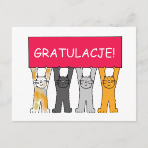 Gratulacje Congratulations in Polish. Postcard
