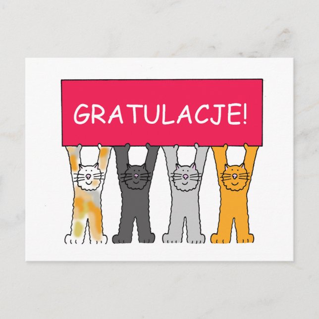 Gratulacje Congratulations in Polish Postcard (Front)