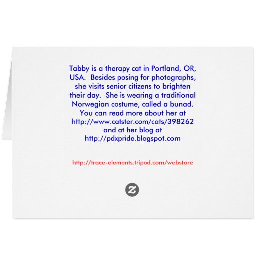 "Gratulerer med dagen" Norwegian cat card (Back Horizontal)