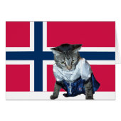 "Gratulerer med dagen" Norwegian cat card (Front Horizontal)