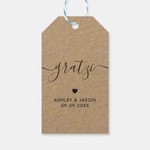 Gratzi Gift Tag, Wedding Thank You Tags, Kraft  Gift Tags
