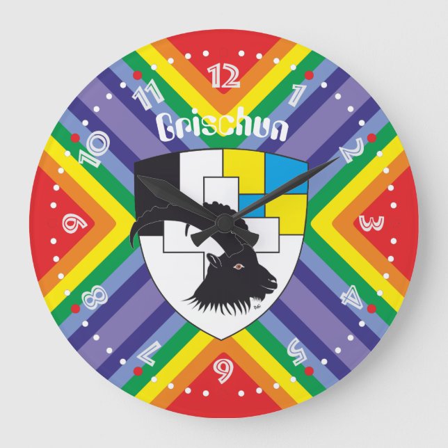 Graubünden Grischun Grigioni Schweiz Svizra Uhr Large Clock (Front)
