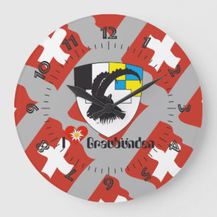 Graubünden Grischun Grigioni Schweiz Svizra Uhr Large Clock