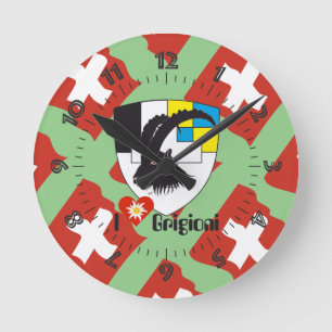 Graubünden Grischun Grigioni Schweiz Svizra Uhr Round Clock