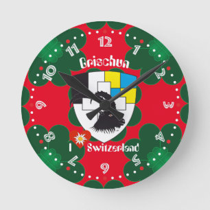 Graubünden Grischun Grigioni Schweiz Svizra Uhr Round Clock