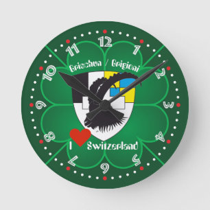 Graubünden Grischun Grigioni Schweiz Svizra Uhr Round Clock