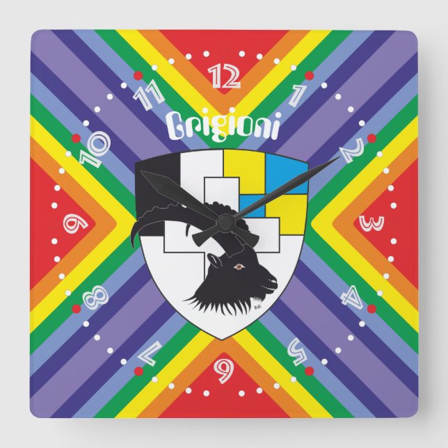 Graubünden Grischun Grigioni Schweiz Svizra Uhr Square Wall Clock (Front)