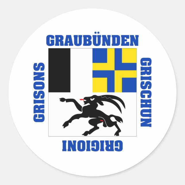 Graubunden Switzerland Canton Flag Classic Round Sticker (Front)