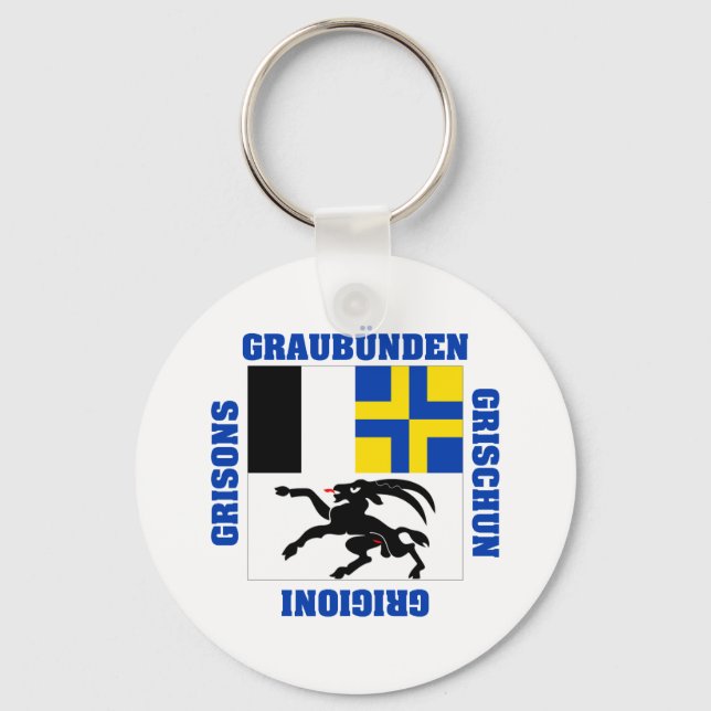 Graubunden Switzerland Canton Flag Keychain (Front)
