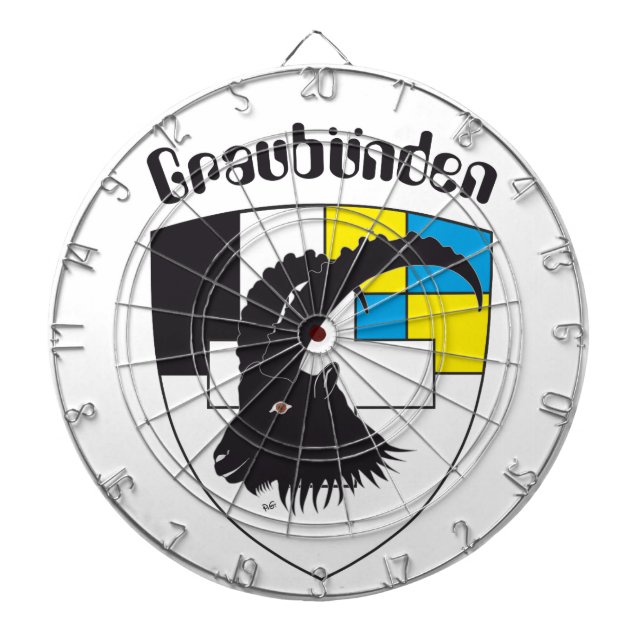 Graubünden Switzerland Dartdisk Dartboard With Darts (Front)