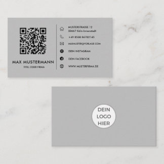 Graue QR Code Visitenkarte Selbst Gestalten Business Card