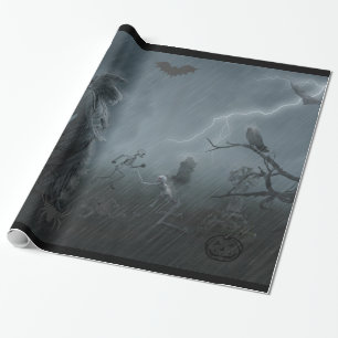 grave cemetery with angel statue tomb wrapping paper