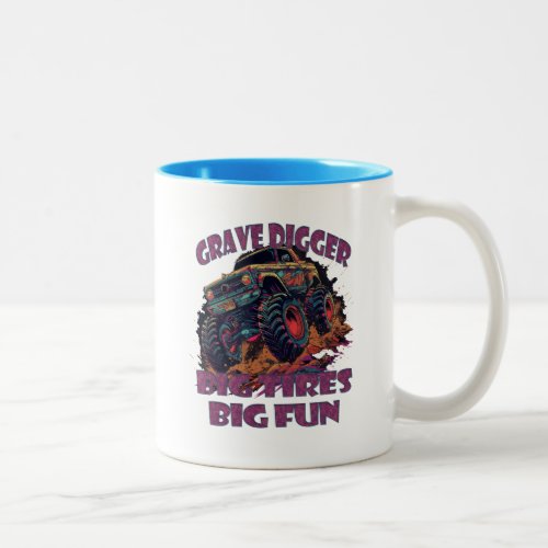 Grave Digger Big Tires Big Fun Monster Truck Two_Tone Coffee Mug