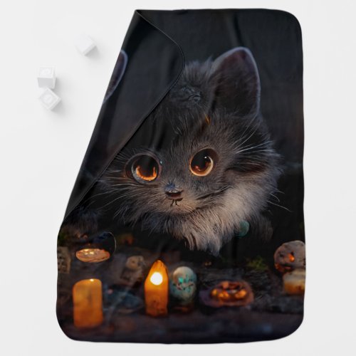 Grave Kitten with Pumpkin Eyes  Baby Blanket